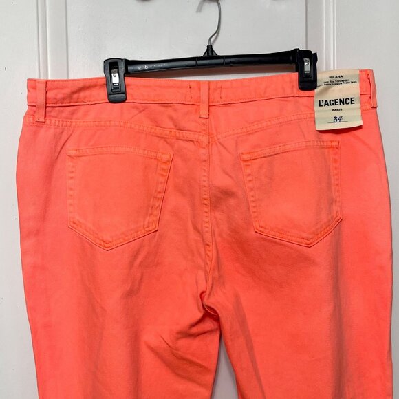 New L'AGENCE Milana Low Rise Stovepipe Straight-Leg Jean in Bright Coral size 34 - Picture 12 of 15